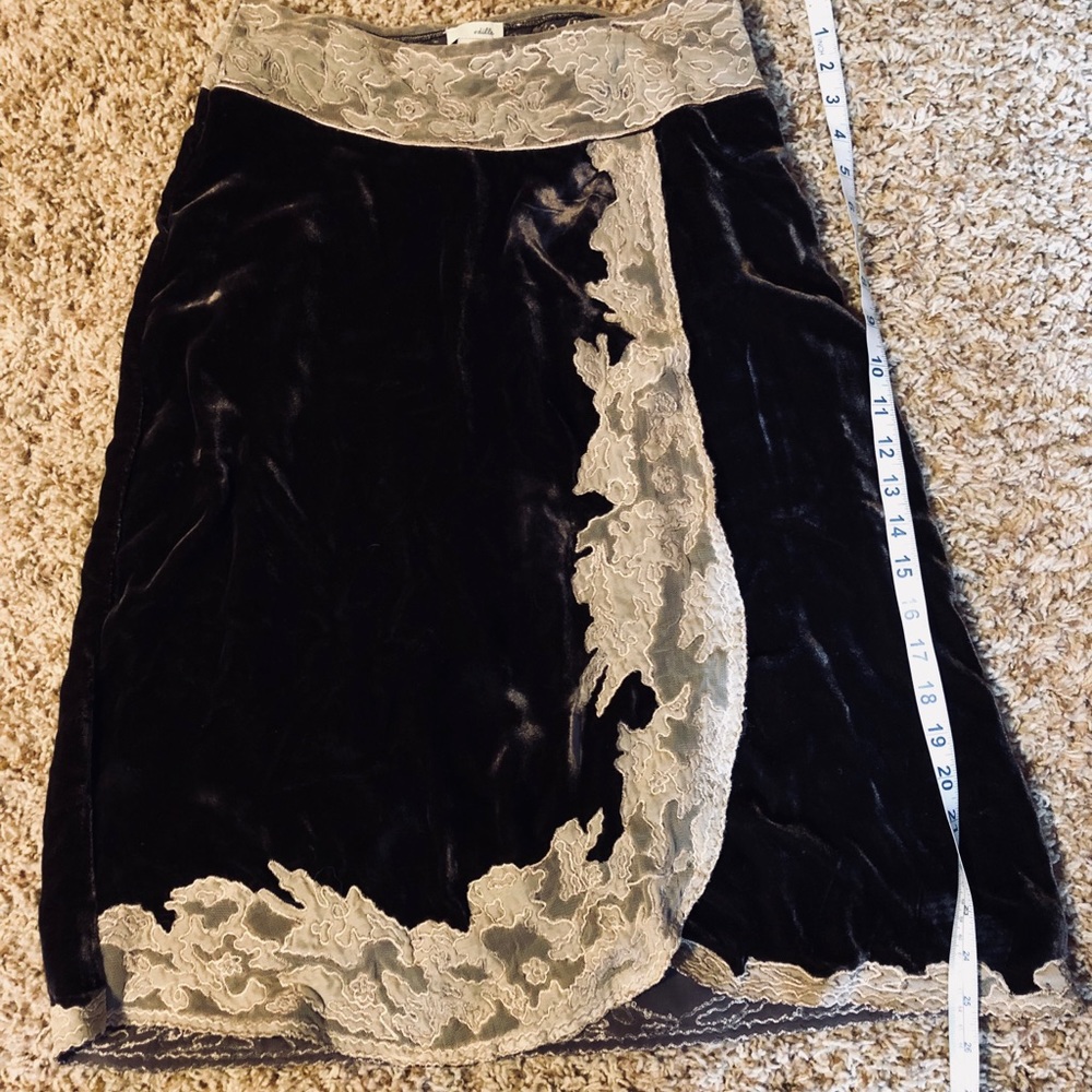 Anthropologie odille Brown velvet skirt 2